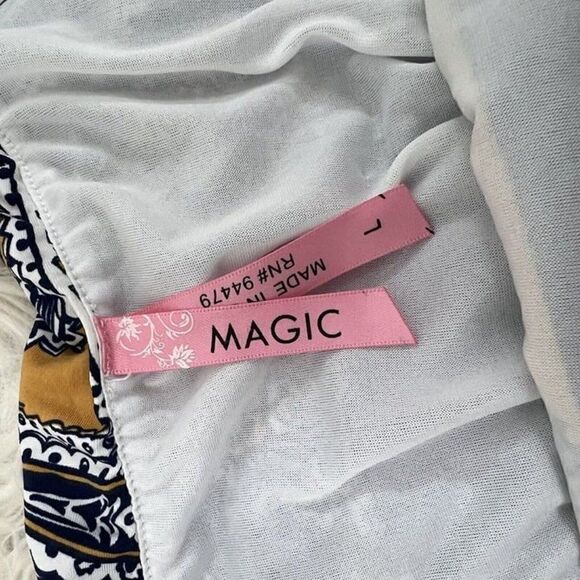 Magic Womens Yellow & Blue Paisley Boho Summer Maxi Dress Spaghetti Straps Large - Picture 7 of 12